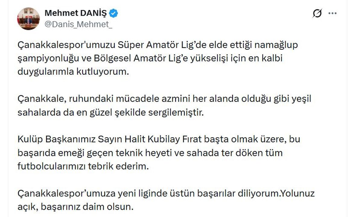 Çanakkalespor, Süper Amatör Lig'de Namağlup Şampiyonlukla Bölgesel Amatör Lig'e Yükseldi