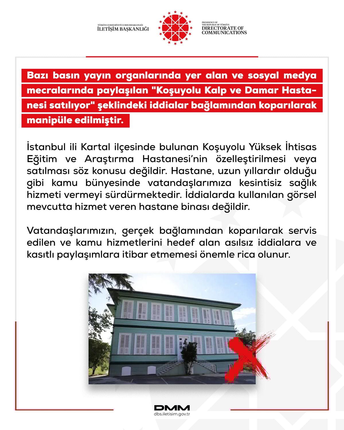 Koşuyolu Kalp ve Damar Hastanesi Hakkında Satış ve Özelleştirme İddialarına Kesin Yanıt
