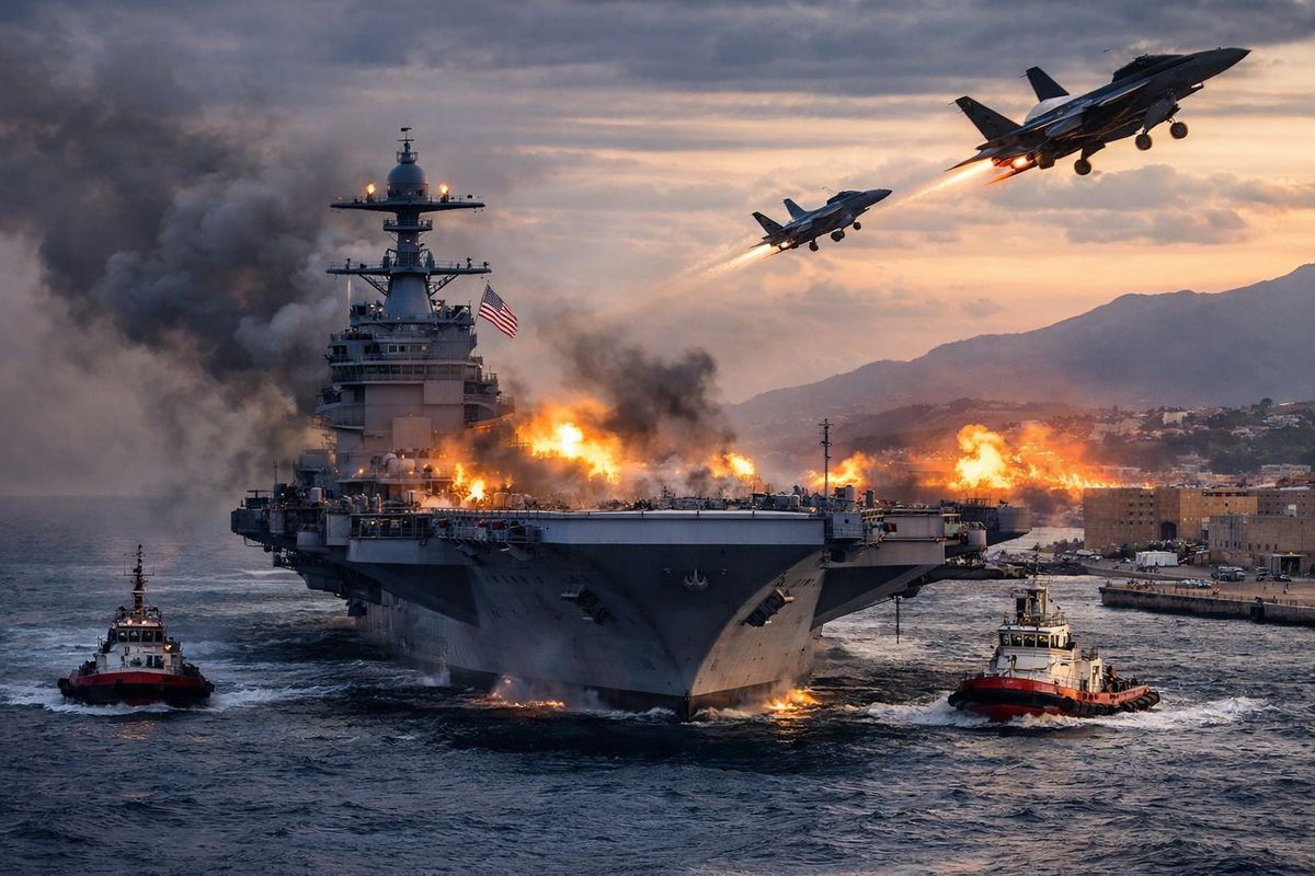 ABD Donanması'nın Dev Uçak Gemisinde Kızıldeniz'de 30 Saat Süren Yangın Krizi