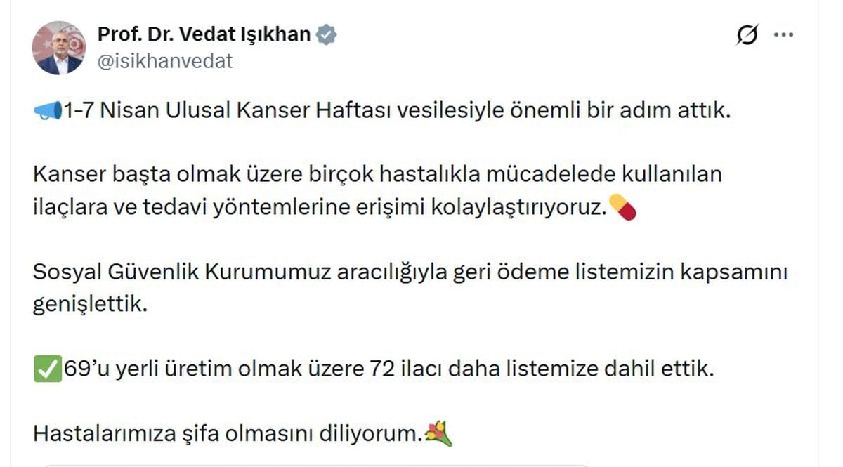 72 Yeni İlaç Geri Ödeme Listesine Eklendi: 69'u Yerli Üretim, Kanser ve Kronik Hastalıklar İçin Erişim Kolaylaşıyor